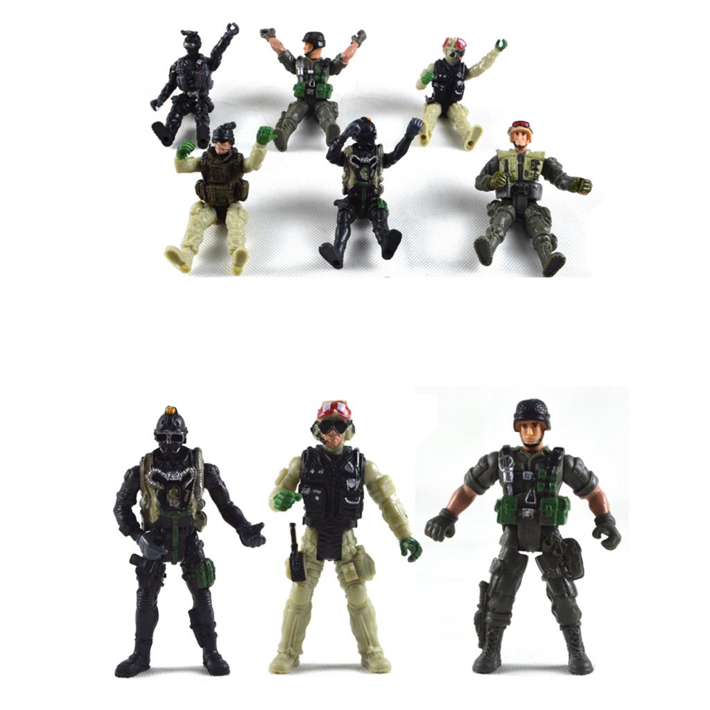6 Pieces Movable Army Soldier with Weapons Set Action Figures Kids Toy Gift