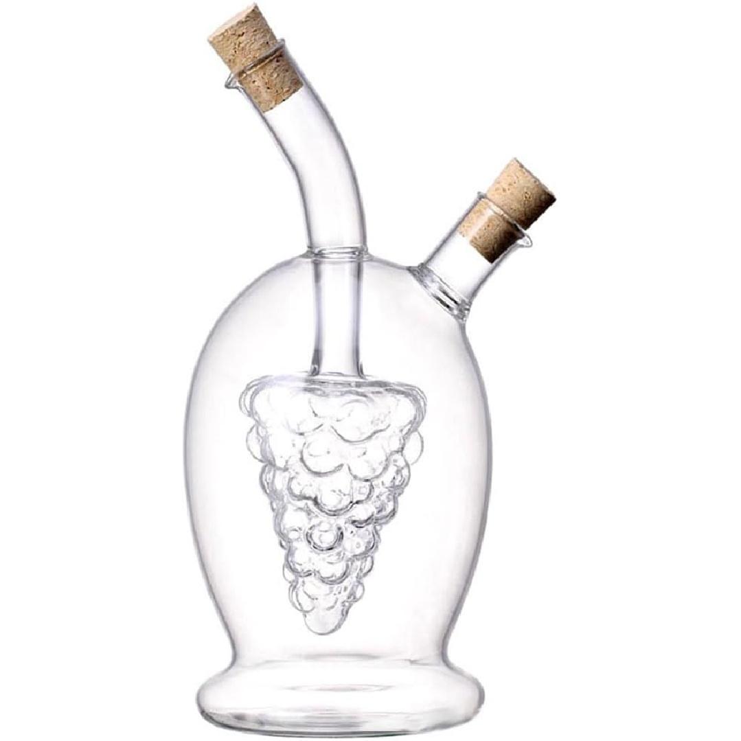 Oil and Vinegar Dispenser Bottle, 2 in 1 Olive Oil and Vinegar Dispenser Set with Cork Stoppers, Glass Oil and Vinegar Bottles for Kitchen