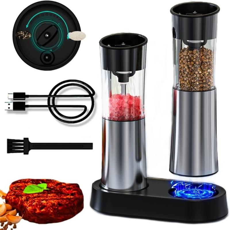 Electric Peppers Mill Automatic Salt Mill Peppers Grinder USB Rechargeable Adjustable Mill Suitable for Kitchen Cooking