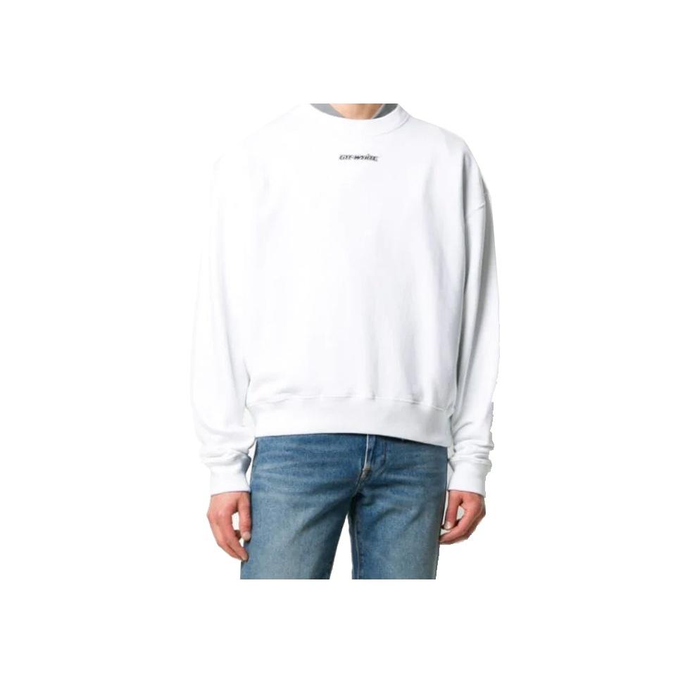 Off-White Marker Over Crewneck White/Blue Men Tops OMBA035E20FLE0020145