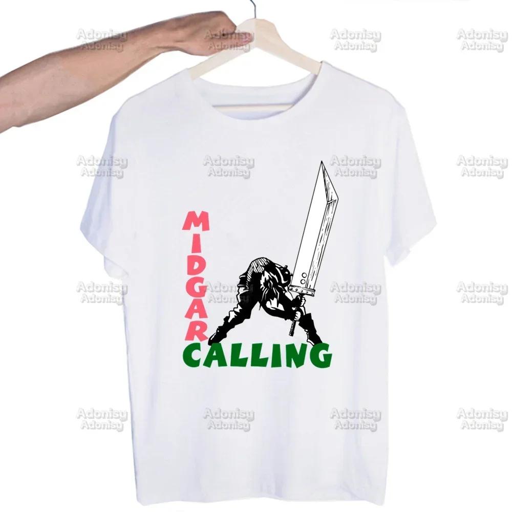 Final Fantasy 7 Fan Art Harajuku Men's Tshirt Printed Unisex Short Sleeve T-shirt Cool Cartoon Casual Male Streetwear Tops