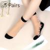 5 Pairs of Women's Spring and Summer Thin Ice Silk and Cotton Bottom Crystal Silk Anti Hook Silk Stockings