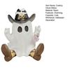 Halloween Cowboy Ghost Statue Cute Ghost Walking Dog Resin Crafts Tabletop Ornaments for Indoor Outdoor Halloween Decoration