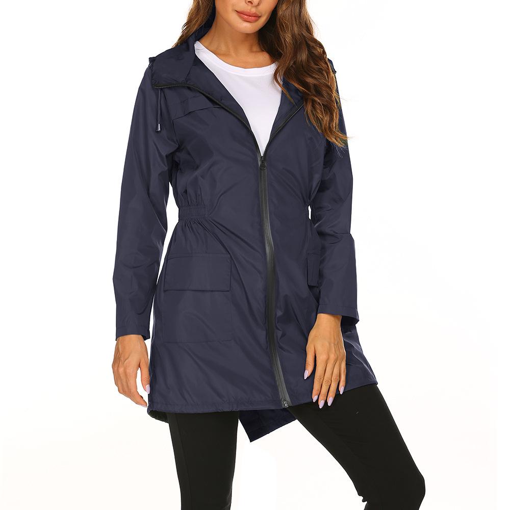 Wasserdichte Kleidung mit Kapuze, Taille, Outdoor-Windjacke, Bergsteigerjacke für Damen