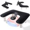 Big Armrest for Nail Tech with Rotating Phone Holder: 3rd Generation U-shaped Manicure Palrest Stand Height-Adjustable Palrest for Acrylic Nails Black