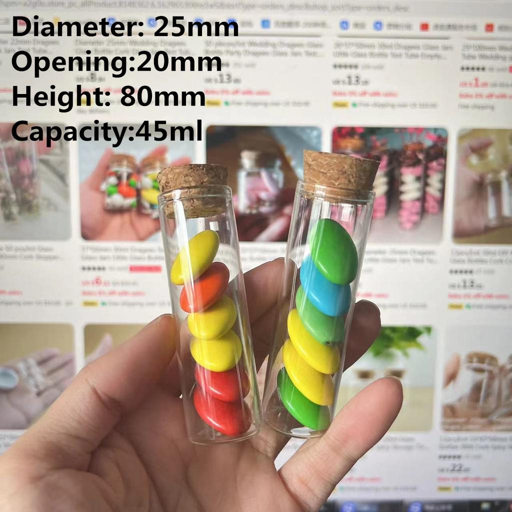 24/40 PCS 30ml Candy Glass Bottles Cork 20×25×80mm Test Tube Dragees Jars Wedding Favors DIY Crafts Empty Decorative Vials