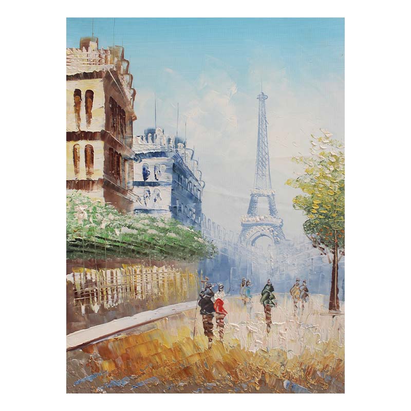 Nordic Vintage Oil Painting Eiffel Tower Black and White Landscape Painting Canvas Print Wall Art Picture for Living Room Decor