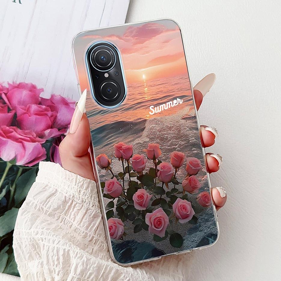 For Huawei Nova 9 SE Case Nova9 Pro Luxury Flowers Painted Cover Soft Slim Phone Case For Huawei Nova 9 Pro Nova9 SE Fundas Bags