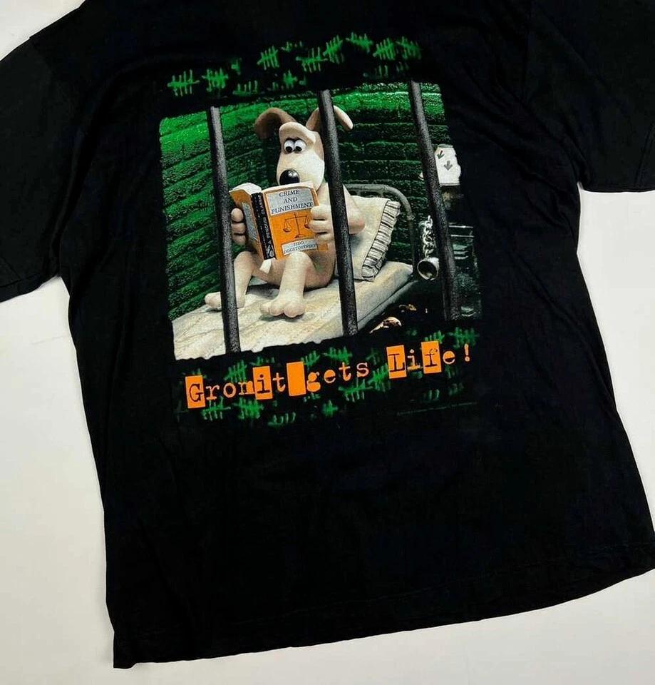 Wallace and Gromit 1989 Funny movie Black All Size Tee Shirt KH1190 S