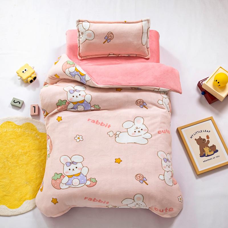 Baby Cartoon Print Bedding Set Duvet Covers Pillowcases Set Autumn Winter Warm Suede Bedclothes Bed Linen CP29