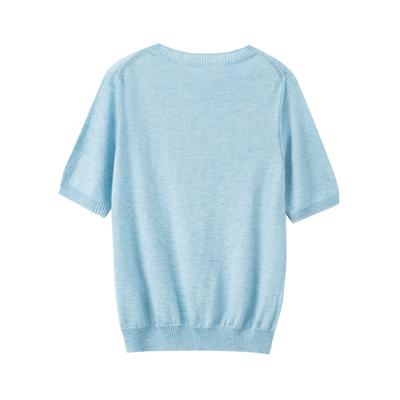 Knock Good-looking Gold Silk Hollow Round Neck Short-sleeved Knitted Sweater Women's Summer Thin Casual Inner Slim Bottoming Shirt