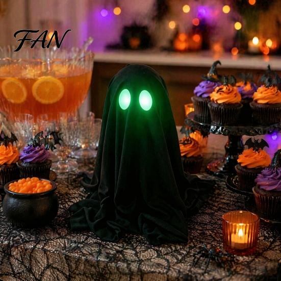 Realistic Spooky Ghost Decor Halloween Decoration, Glow In The Dark Standing Ghost, Party Decorations for Festival Small Black Fabric Tabletop,