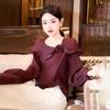 Elegant 3D Floral Ruffle Slimming Top - Spring & Autumn Style