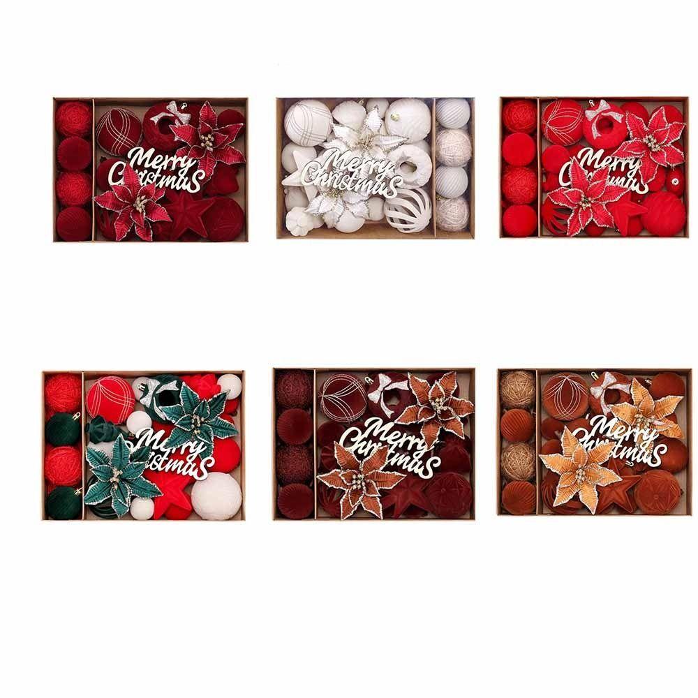 38PCS European-style Flocked Christmas Balls Pendant Xmas Tree Hanging Pendant  Wedding Party