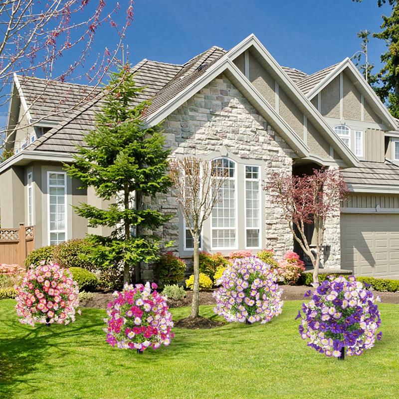 Garden Yard Stake Ground Simulation Greenery Faux Flower Decoration