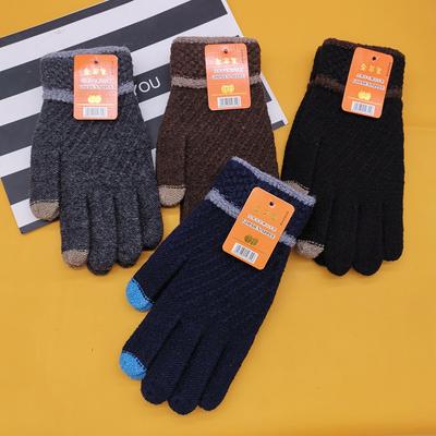 Touchscreen Wollhandschuhe Herbst und Winter Herren warme Vollfinger Fünffinger Strick Studenten