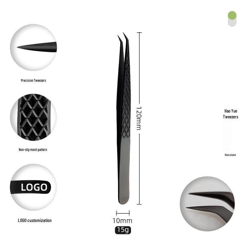 Golden Feather Stainless Steel Eyelash Tweezers for Grafting and Extensions