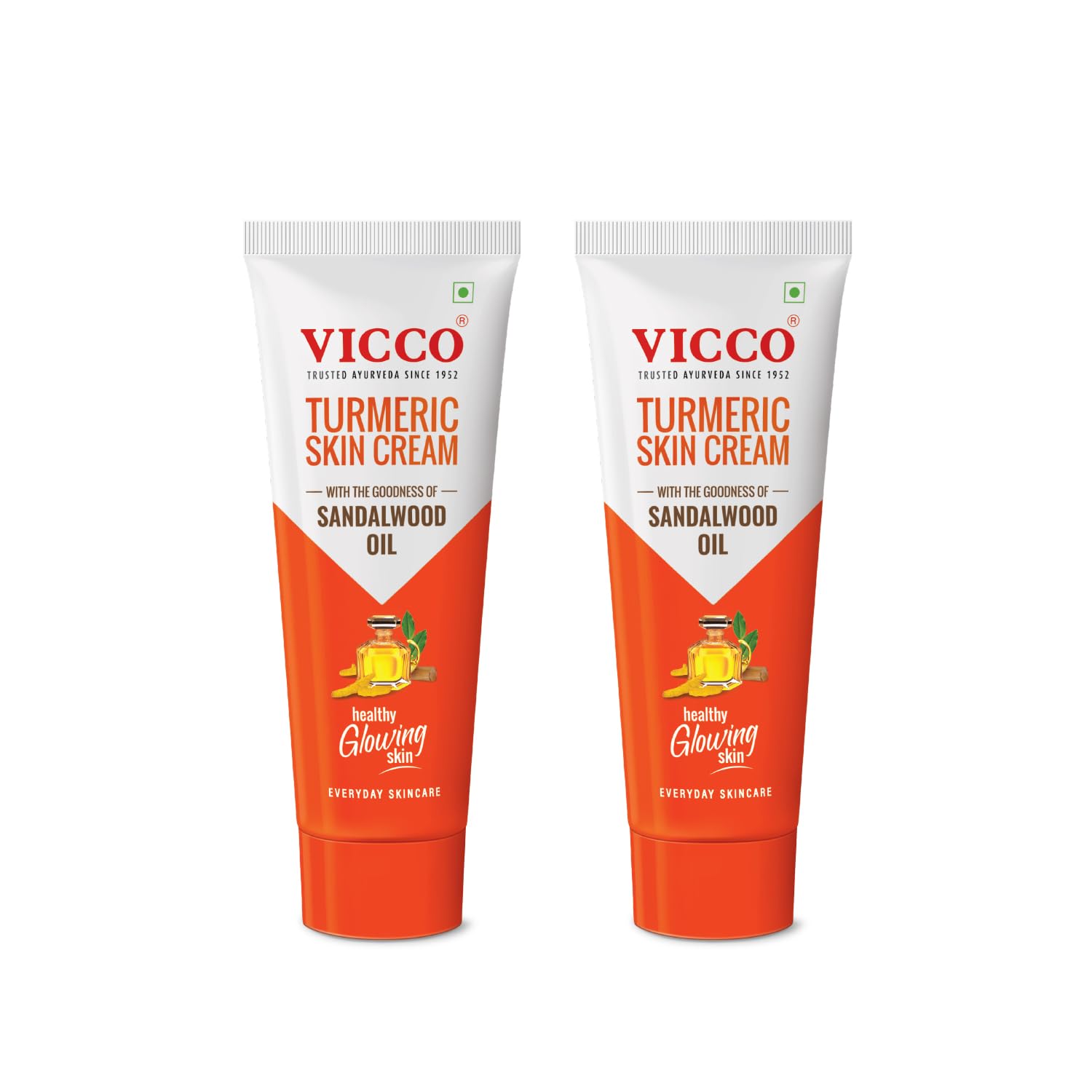 Крем для кожи Vicco с куркумой | С куркумой и сандаловым маслом для сияющей кожи I Контроль акне и естественное сияние I Надежный аюрведический уход для стойкого эффекта