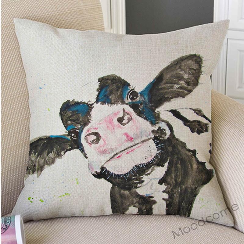 Nordische Aquarell Schöne Kuh Malerei Heim Dekoration Sofa Überwurf Kissenbezug Ölgemälde Baumwolle Leinen Stuhl Sitzkissenbezug