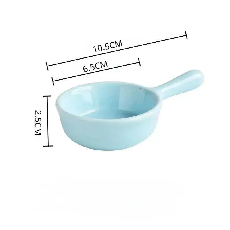 Creative Mini Ceramic Discretionary Dish Japanese Tableware Seasoning Dish Handle Dish Soy Sauce Vinegar Sushi Dipping Plate