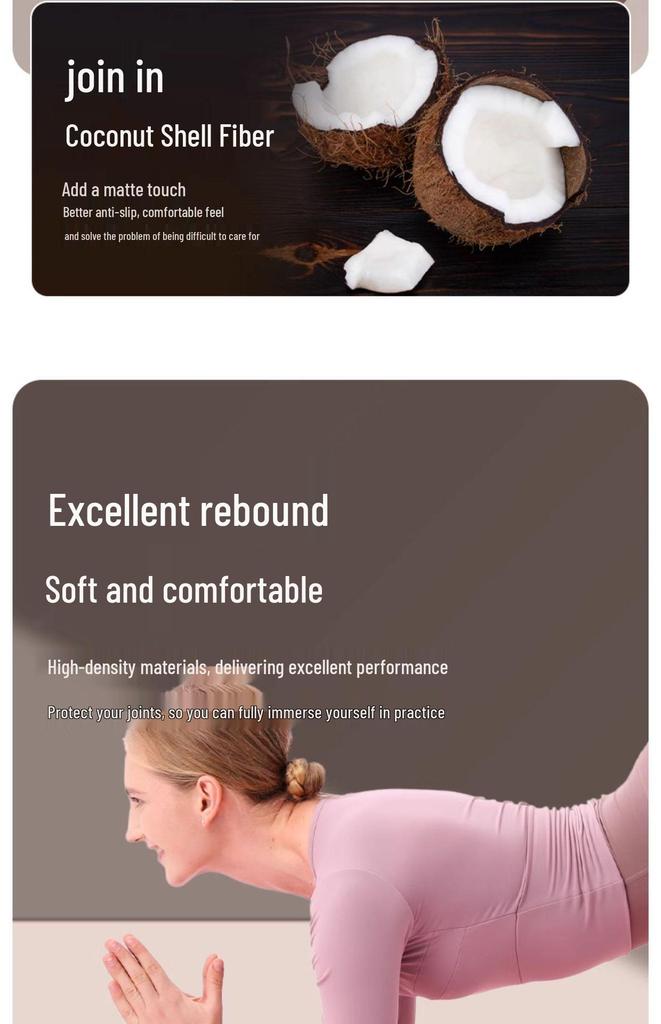 Coconut Shell Diatom Mud Yoga Mat - Natural Rubber, Non-Slip, Shock-Absorbent, Thickened PU Fitness Mat