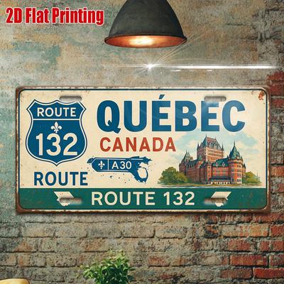 D Flat  D Flat Printing Pc Vintage Metal Sign for Decorationg Only Decorative Sign (cm  Cm) QUEBEC Route
