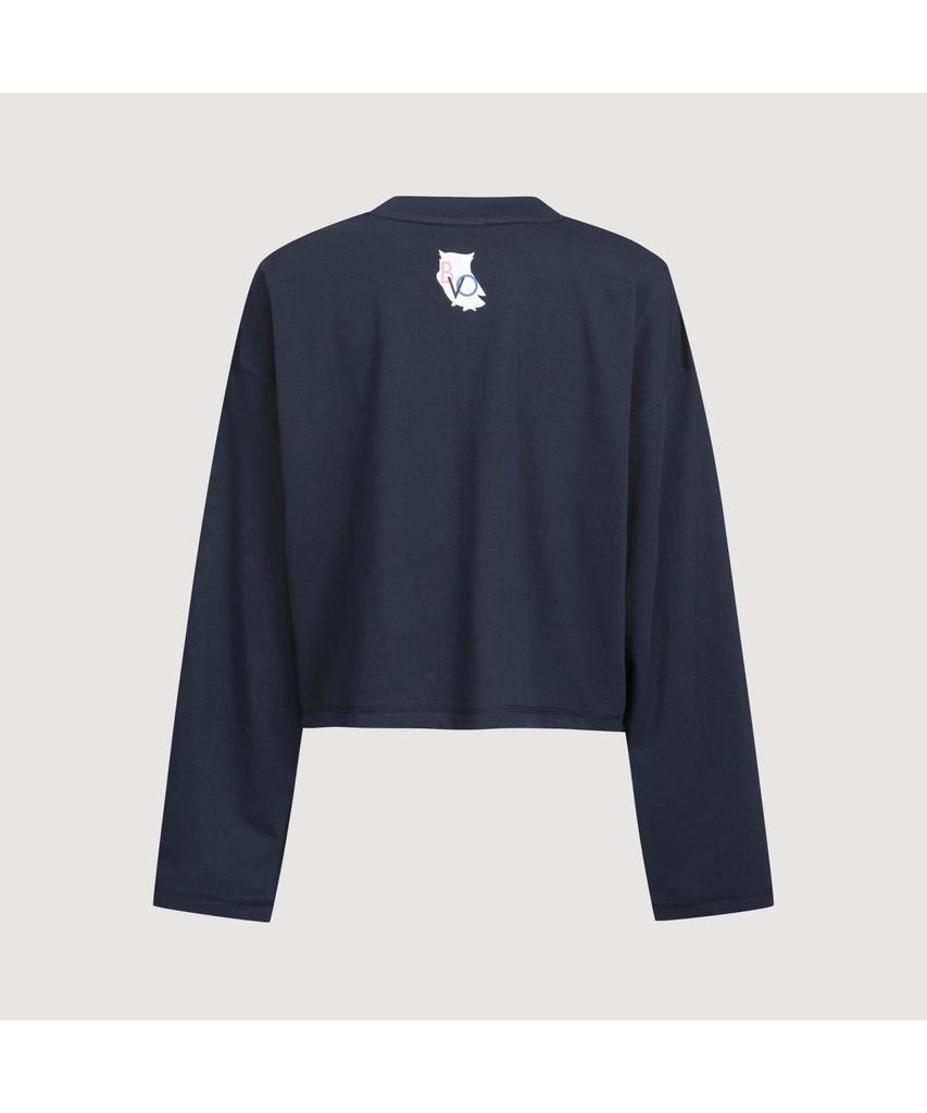 LUCKY CHOUETTE Printed Cropped Long-Sleeved T-Shirt (Dark Navy) Lftas25170Nyd