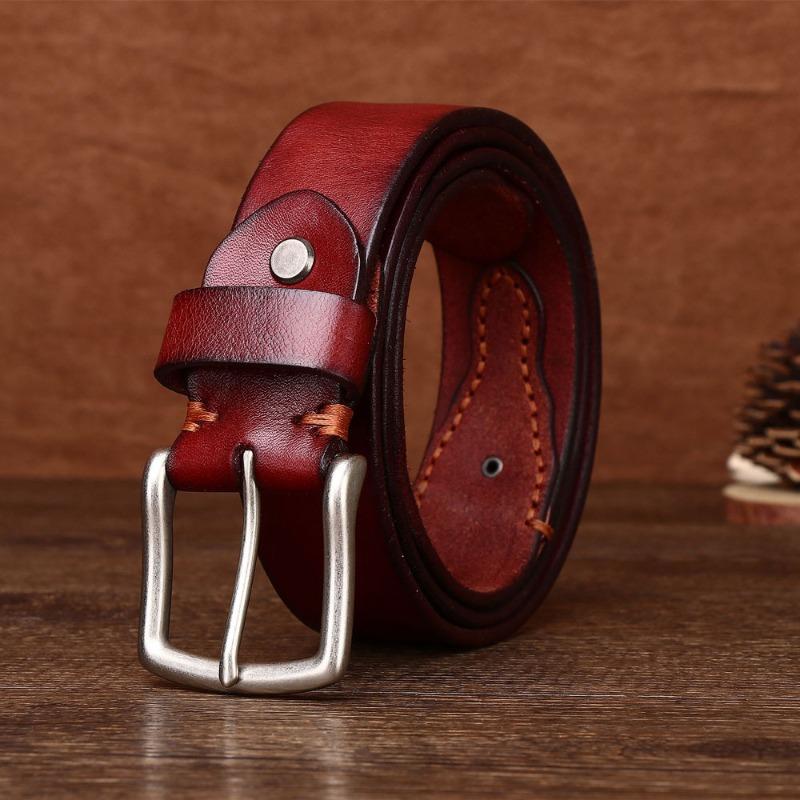 Belt Men's Real Cowhide Personalized Metal Retro Belt Pin Buckle First Layer Cowhide Casual Belt