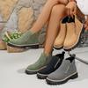 Women's Wide Width Round Toe Ankle Boots, Side Zipper Chunky Heel Martin Boots, Autumn Winter Short Boots for Women