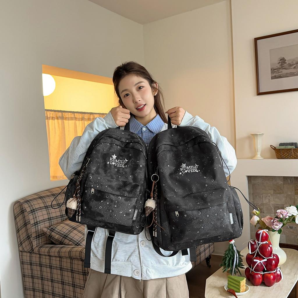 Schoolbag Student School Bag Star Moon Backpack Female Student School Bag Junior High School Student Girl High School Student Female High Value