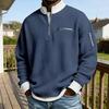 Men Waffle Sweatshirt Quarter Zip Stand Collar Casual Pullover Color Block Long Sleeve Top for Office Street Gym Wear