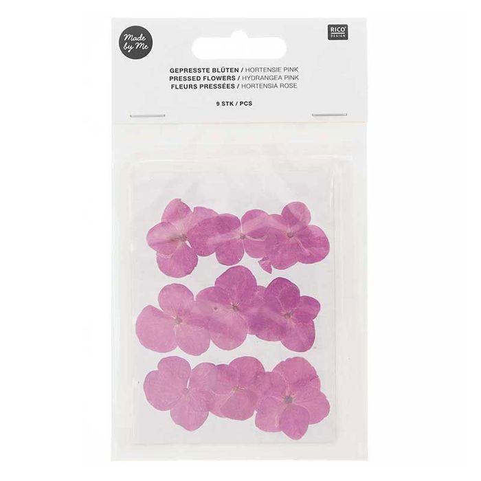 Fleurs pressées - RICO DESIGN - Hortensias - 9 pcs - Rose - 2,5 à 3 cm