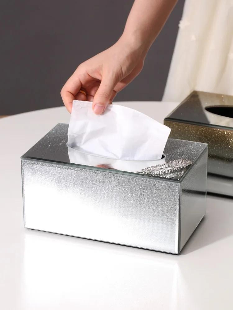Luxury Glass Tissue Box Paper Holder Napkin Storage Living Room Desktop Household Home Decoration