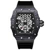 Top brand watch domineering wine barrel men's watch curved mirror hollow sports men's watch