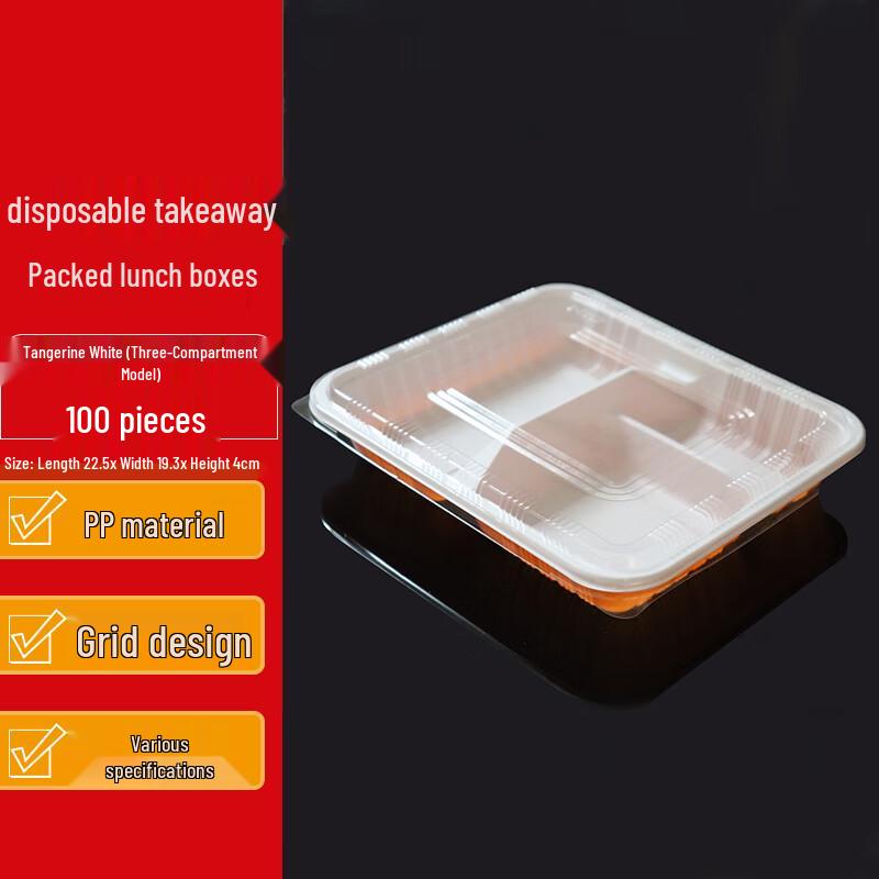 Homeglen Einweg-Rechteckige Lunchboxen mit Fächern und Deckeln