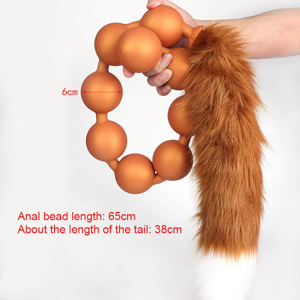 Huge 9 Ball Anal Plug Tail Sex Toys For Men Women Anal Dilator Soft Butt Plug with Tail Anal Beads Sex Party Erotic Toy Butplug
