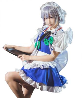 milky time Sakuya Izayoi Cosplay Set with Wig, Dress & Apron, Size L