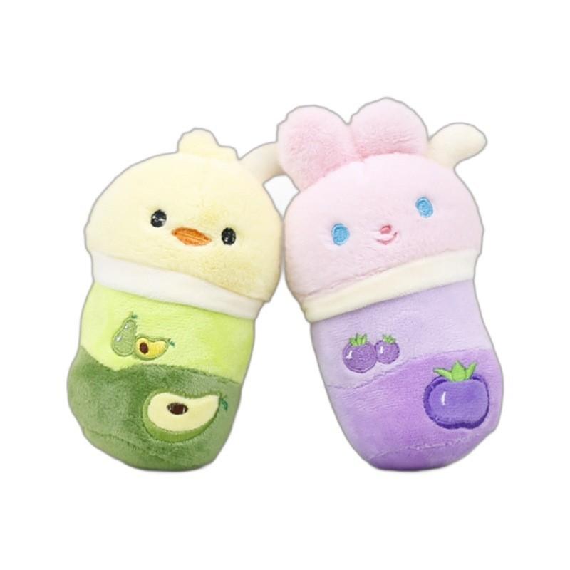 Entzückender Plüschhasen-Schlüsselanhänger Niedliches Stofftier-Spielzeug Kaffeetassen-Anhänger