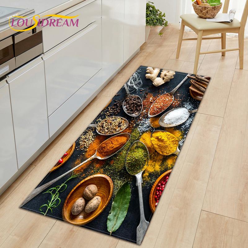 Cucina Spezie Condimento Cucchiaio Motivo Tappeti Tappetini Ingresso Cucina Corridoio Antiscivolo Decorativo Tappetino Pavimento Tappeto Area Regalo