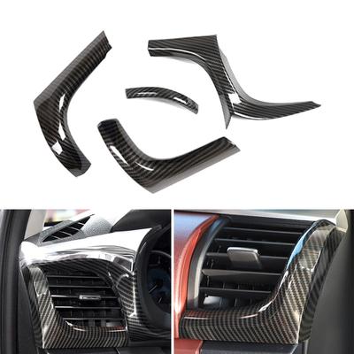 2pcs Car-styling Carbon Fiber Texture Dashboard Panel Side Air Condition Outlet Vent Cover Trim For Toyota Hilux Revo