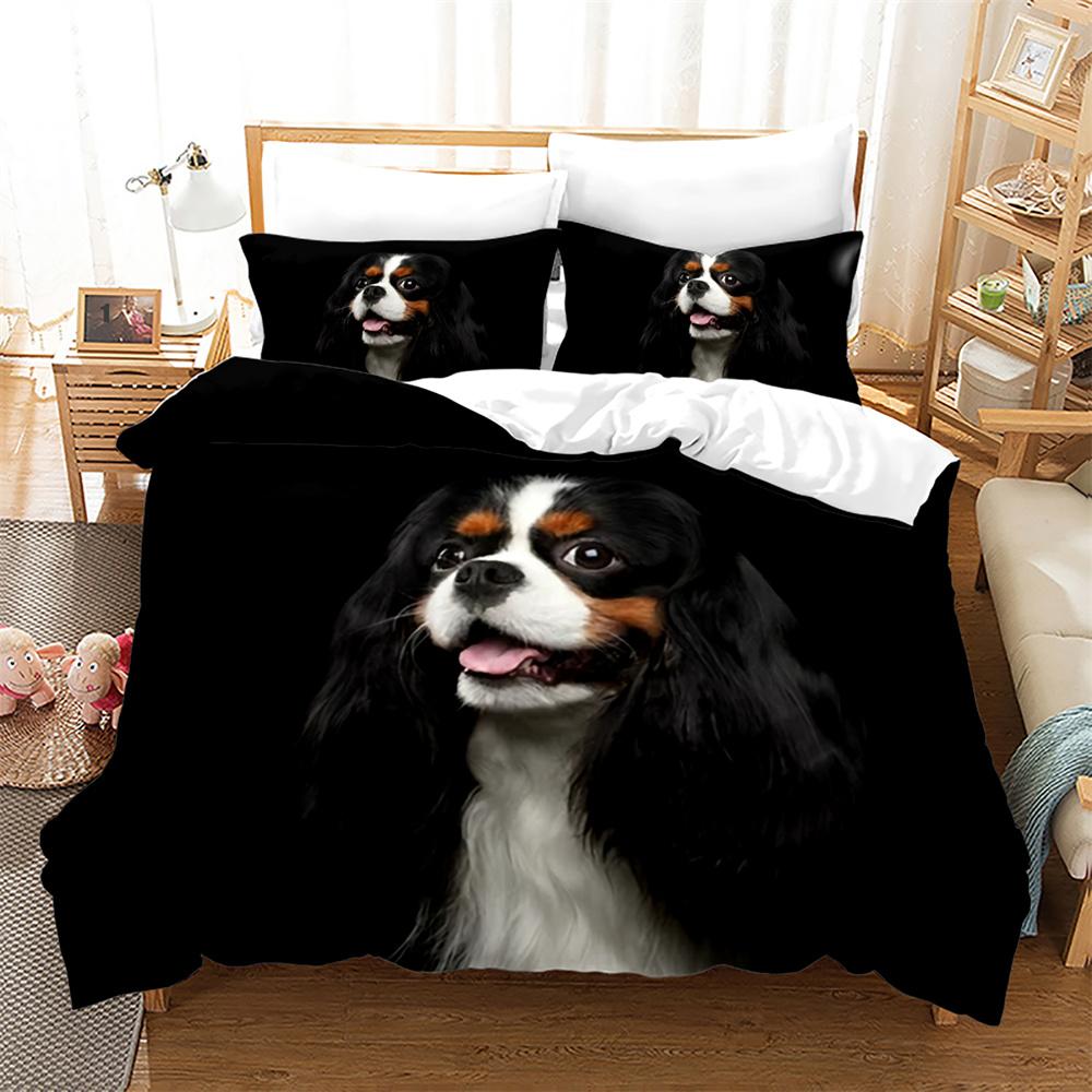 3D Dog Printed Duvet Cover Set King Queen Full Size Kids Teens Boys Bedding Set Black Cute Pet Puppy Polyester Comforter Cover