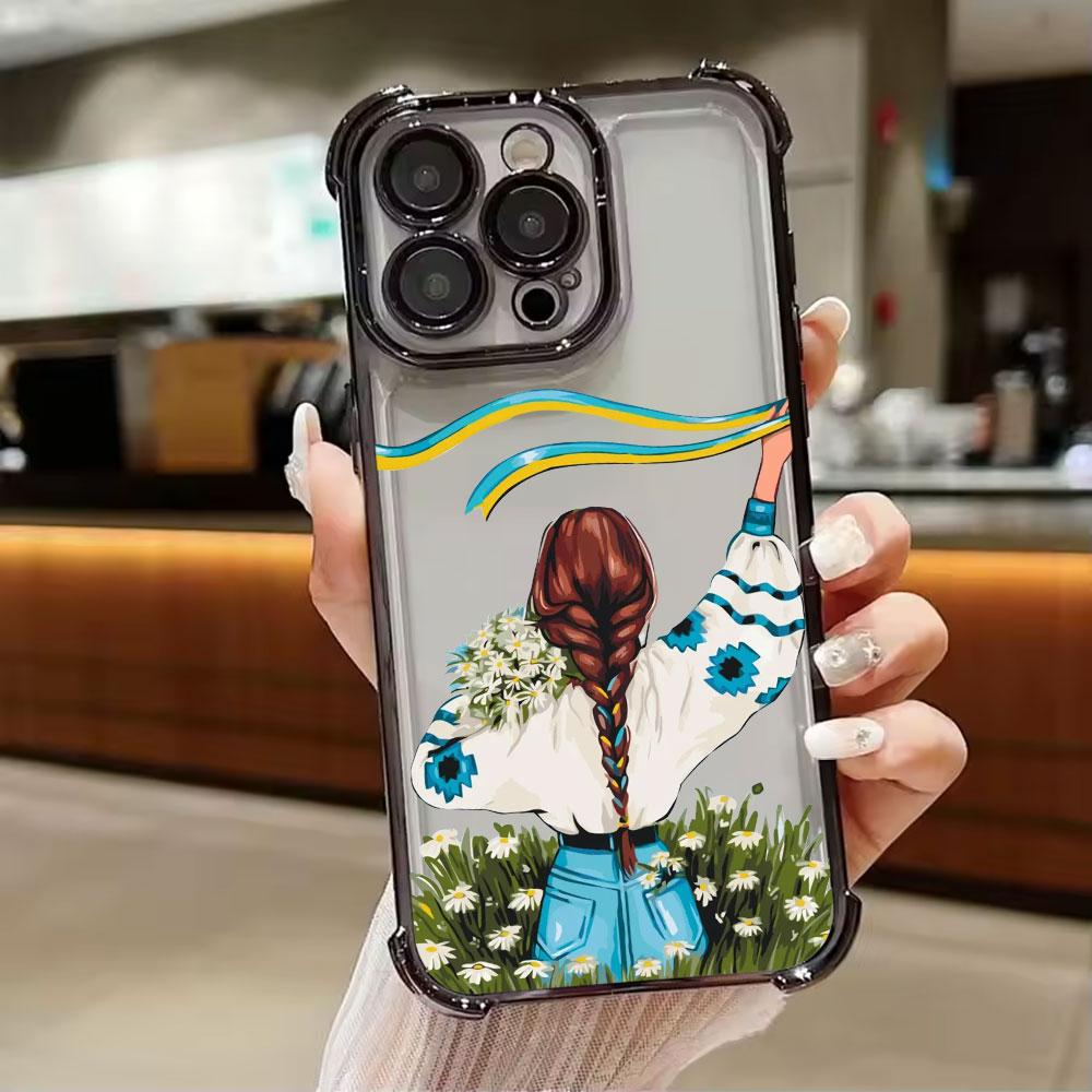 Ukraine Flag Girly Art Sunflower Phone Case for iPhone 11 13 15 16 17 Pro Max 14 Plus 17Air 16E 13 Pro 12 Mini 17Pro Clear Cover