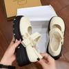 Dopamine round head thick heel platform small leather shoes women's new summer versatile retro Mary Jane shoes