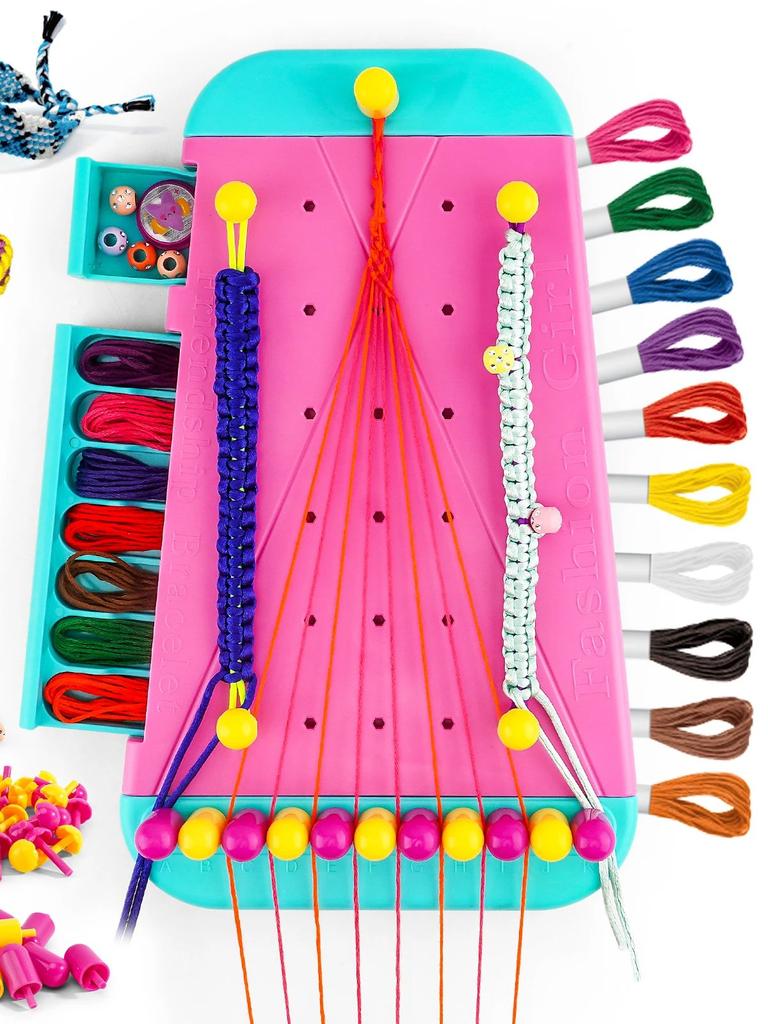 Friendship Bracelet Jewelry Making Kit forGirls Arts and Crafts Bracelets StringMakerKit Pretend Play Toy Birthday Gift