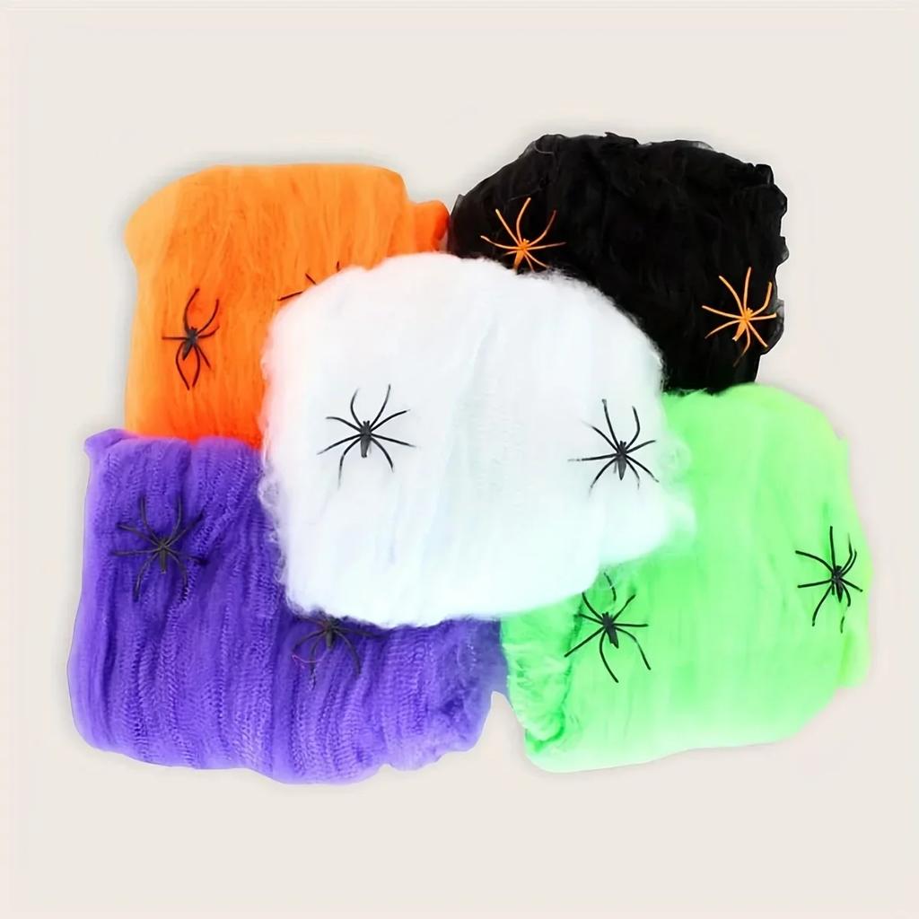 Halloween Decorations Artificial Spider Web Stretchy Cobweb Scary Party Halloween Decoration for Bar Haunted House Scene Props