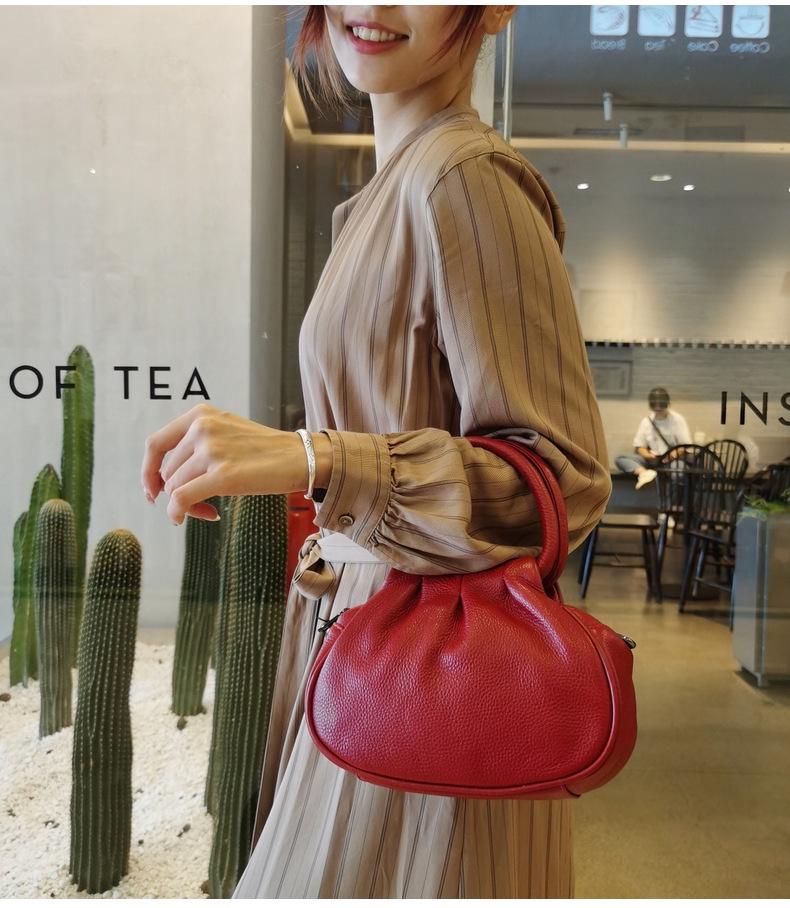 2025 Damen Tasche aus echtem Rindsleder 'Wolkenknödel' - Einzelne Schulter, Handtasche, Crossbody Mom Bag