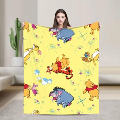 Winnie The Pooh Hanging With Friends Blankets Fleece  Super Warm Throw Blankets for Car Sofa Couch Bed Rug