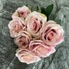 Silk 7 Branch Realistic Artificial Roses Wedding Photography Props Home Decor