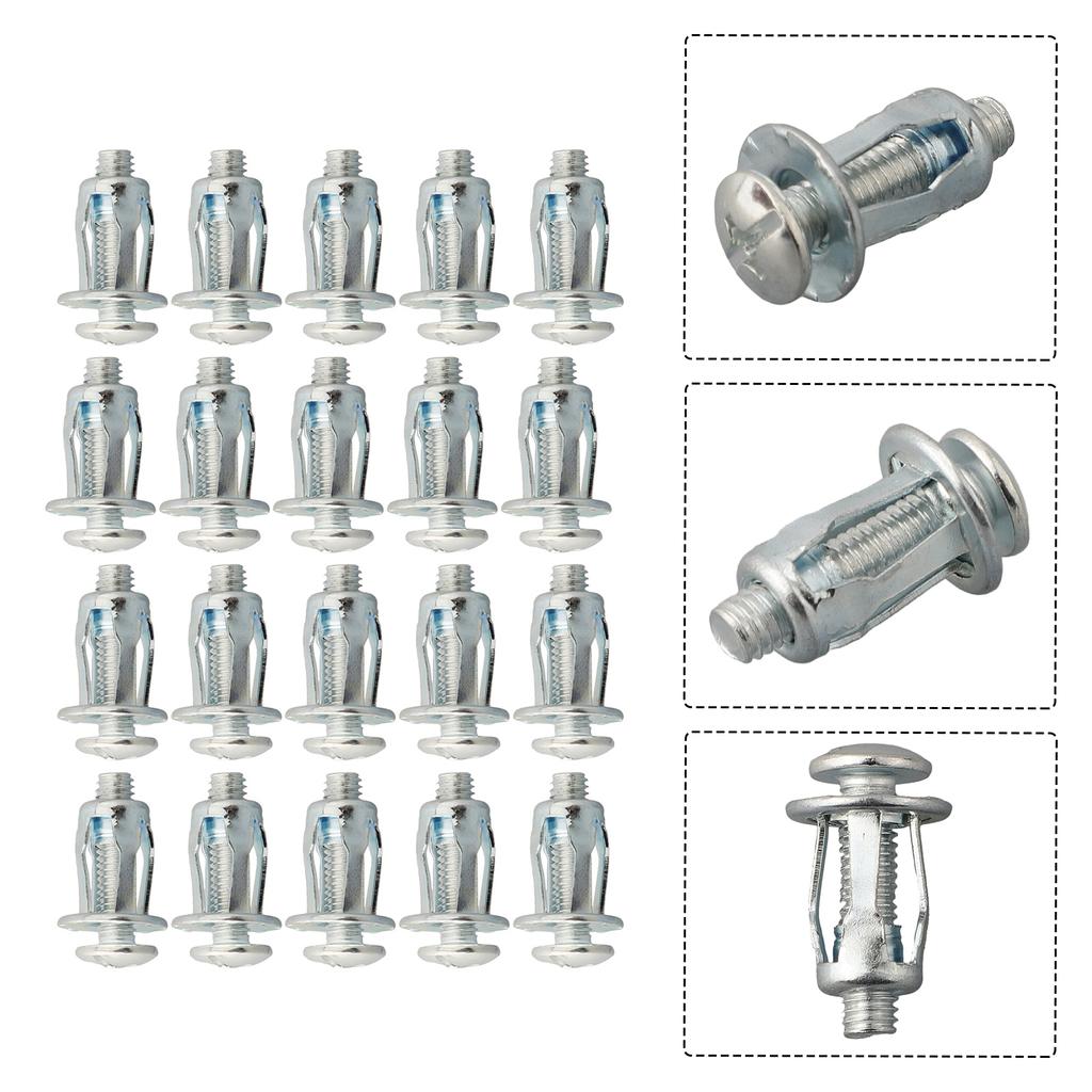 Expansion Screw 20pcs Nuts With Screw Lantern Shape Metal Nut Panel License Iron Sheet Plate Clamp Lock Jack Nuts Fastener