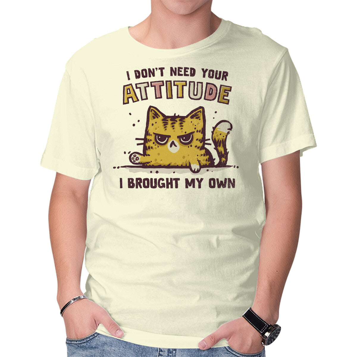 Unisex Crew Neck T-Shirt I Don t Need Your Attitude Graphic Short Sleeve Casual Tee XXL